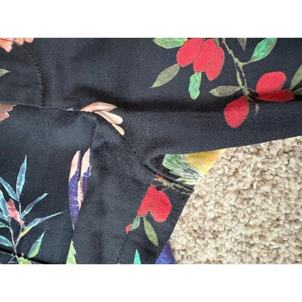 Alice + Olivia Floral Whimsigoth Bird Print Trousers Slim Leg  Black  Size 6